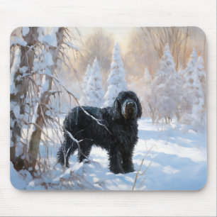 Tapis De Souris Black Russian Terrier Laisser neiger Noël