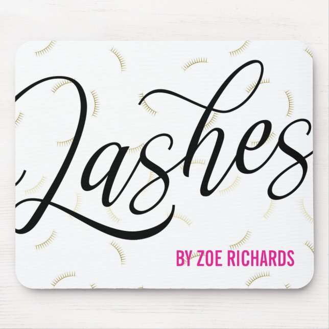 Tapis De Souris Black Script Faux Gold Lashes (Devant)