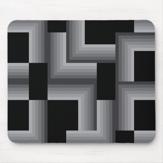 Tapis De Souris Black, silver ,cool, unique, trendy square shapes (Devant)