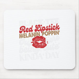 Tapis De Souris Black Tee Rouge Lipstick Melanin Junetdix Black Hi