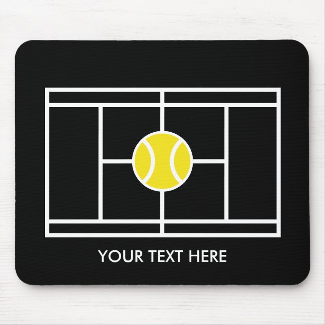 Tapis De Souris Black Tennis Court Mousepad cadeau avec texte pers (Devant)