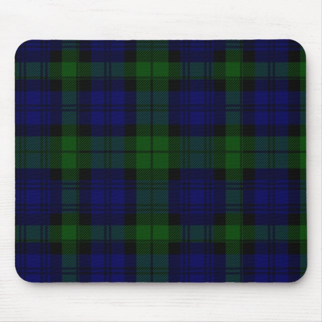 Tapis De Souris Black Watch Tartan bleu vert Plaid (Devant)