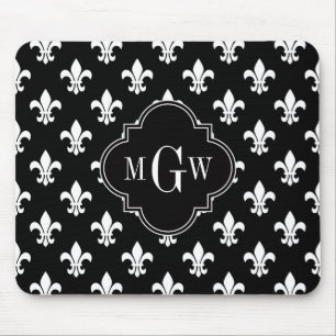 Tapis De Souris Black Wha Fleur de Lis Black 3 Monogramme initial