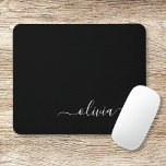 Tapis De Souris Black White Girly Script Monogram Name Modern<br><div class="desc">White and Black Monogram Add Your Own Name Mousepad (Mouse Pad). This makes the perfect sweet 16 birthday,  wedding,  bridal shower,  anniversary,  baby shower or bachelorette party gift for someone that loves glam luxury and chic styles.</div>