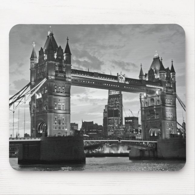 Tapis De Souris Black White London Tower Bridge UK Travel (Devant)