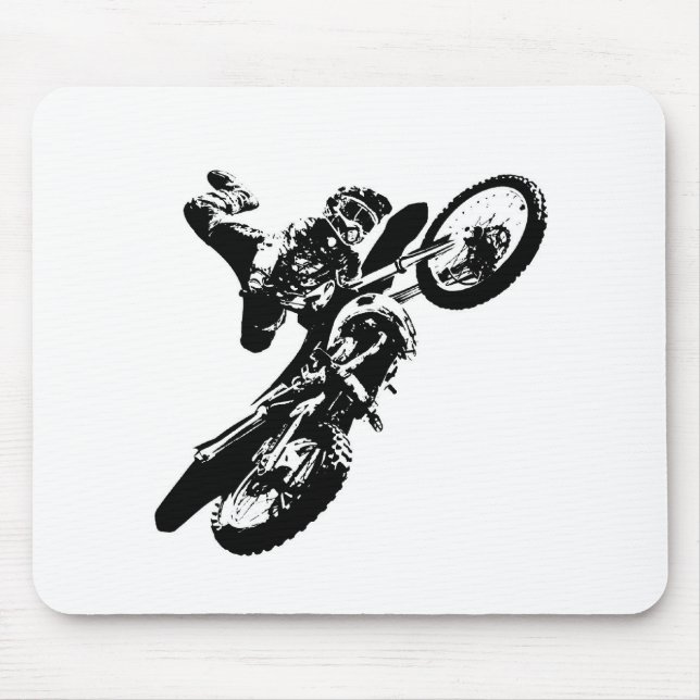 Tapis De Souris Black White Pop Art Motocross Motorcyle Sport (Devant)