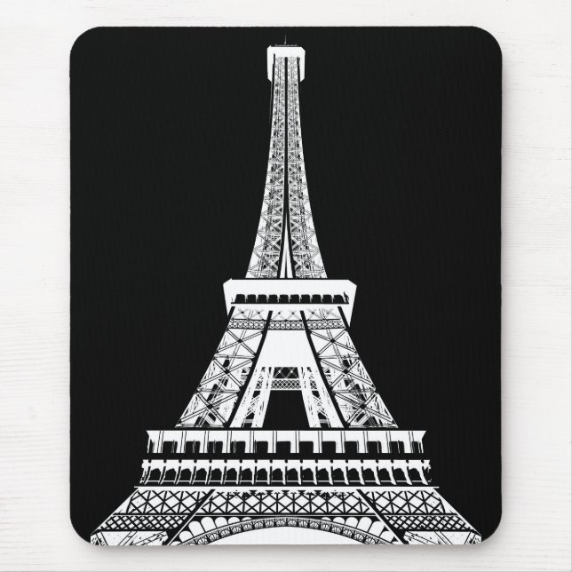 Tapis De Souris Black & White Pop Art Tour Eiffel Paris France (Devant)