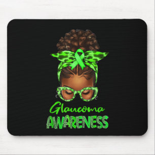 Tapis De Souris Black Woman Messy Bun Green Ribbon Glaucoma Award
