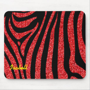 Tapis De Souris Black Zebra Stripes Nom Parties scintillant Turquo