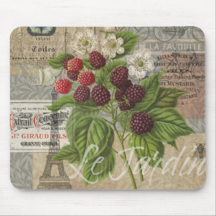 Tapis De Souris Blackberries Floral Garden Flower Papillon Art