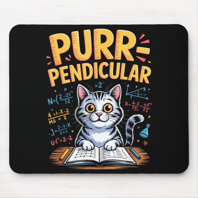 Tapis De Souris Blague de chat de maths perpendiculaire  (Devant)