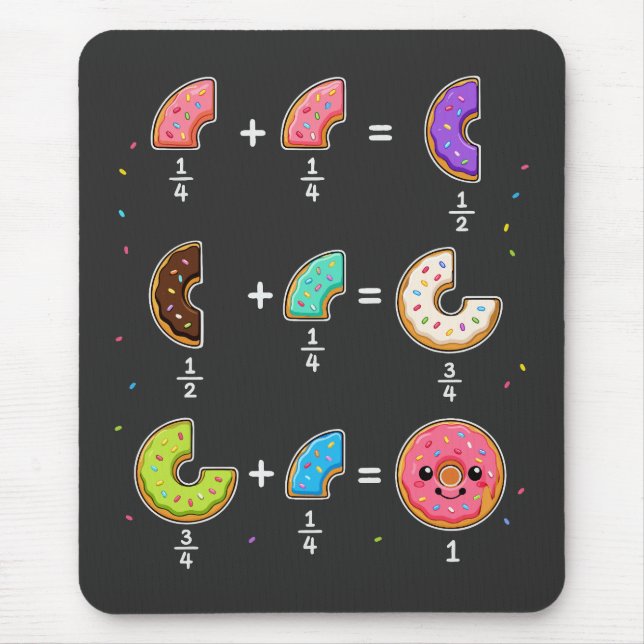 Tapis De Souris Blagues de maths sur les fractions de beignets (Devant)