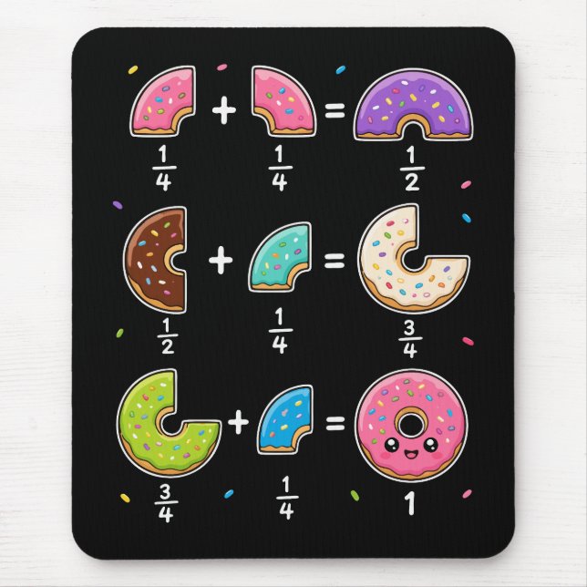 Tapis De Souris Blagues de maths sur les fractions de beignets (Devant)