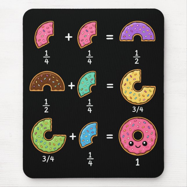 Tapis De Souris Blagues de maths sur les fractions de beignets (Devant)