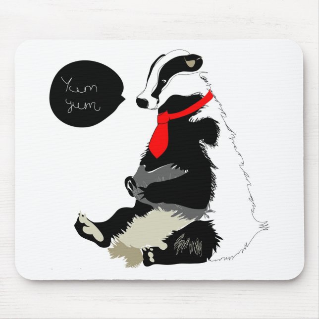 Tapis De Souris Blaireau de comédie dans le cravate (Devant)