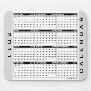 Tapis De Souris Blanc 2011 noir de Mousepad de calendrier