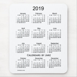 Tapis De Souris Blanc 2019 calendrier de 52 semaines par Janz