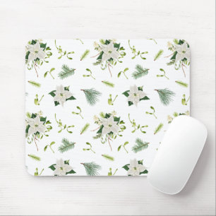 Tapis de souris blanc à motif floral accrocheur