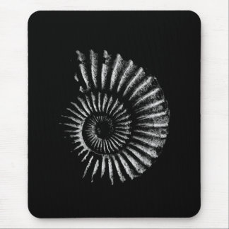 Tapis De Souris Blanc ammonite sur Mousepad noir