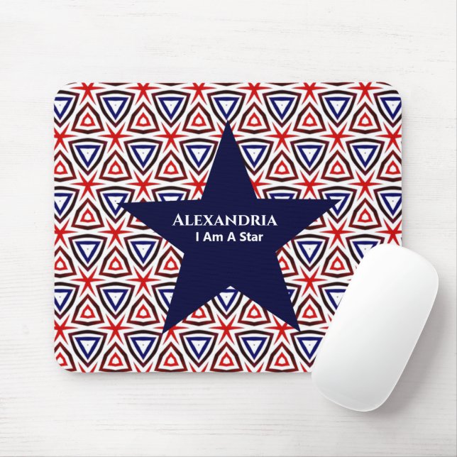 Tapis De Souris Blanc Bleu Américain Patriotique Motif moderne (Avec souris)