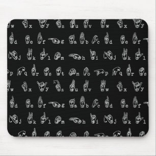 Tapis De Souris Blanc de //d'alphabet de langue des signes sur