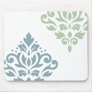 Tapis De Souris Blanc de vert bleu de l'art I de damassé de