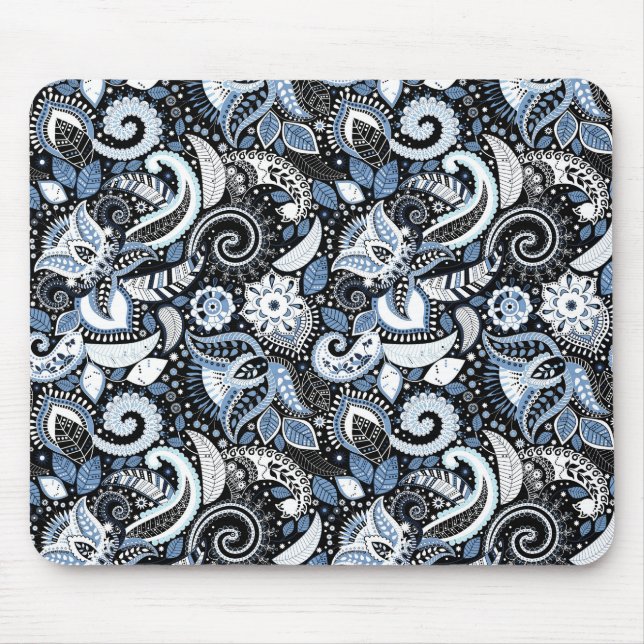 Tapis De Souris Blanc et bleu motif à pèlerines (Devant)