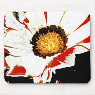 Tapis de souris blanc fleur rouge