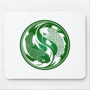 Tapis De Souris blanc green.jpg de yang de yin de koi