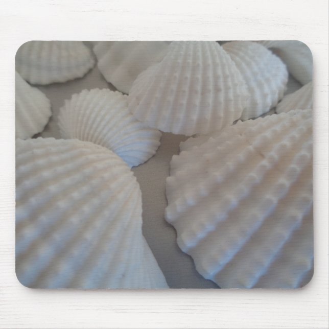 Tapis De Souris Blanc gris, Coquillages, Sea Shell Summer Beach Lo (Devant)