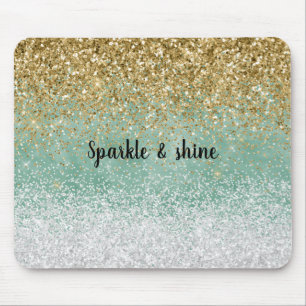 Tapis De Souris Blanc Menthe Glam Or Paillettes
