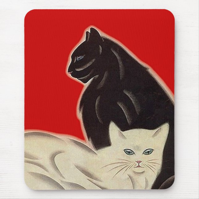 Tapis De Souris Blanc noir rouge pointu de chats d'art déco de (Devant)