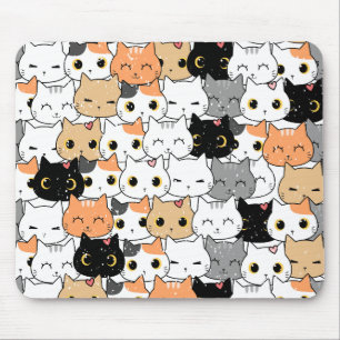 Tapis De Souris Blanc Orange Cute Chat Motif