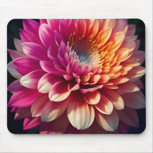 Tapis De Souris Blanc Orange Jaune Rose Violet Bleu Dahlia Fleur