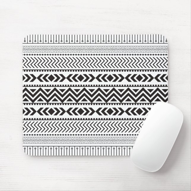 Tapis De Souris Blanc sur noir motif moderne (Avec souris)