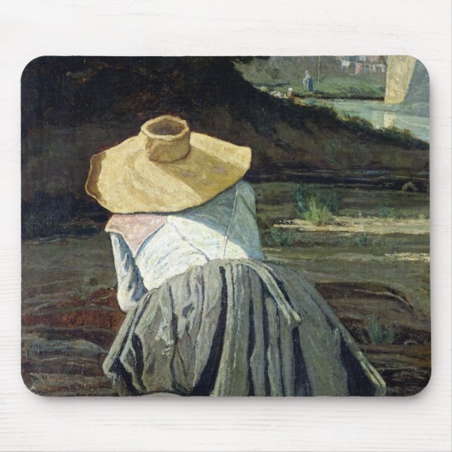 Tapis De Souris Blanchisseuse par la rivière, 1860 (Devant)