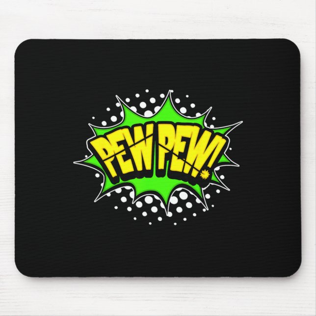 Tapis De Souris Blaster laser pew-pew ! bande dessinée de mots d'a (Devant)
