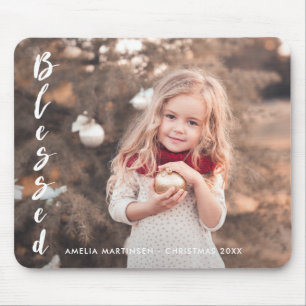 Tapis De Souris Blessated Script Inspirational Photo de Noël