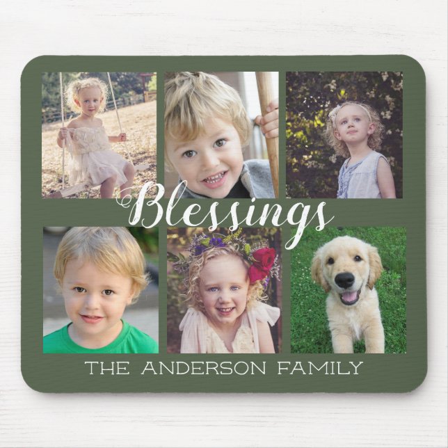 Tapis De Souris Blessings Dark Green 6 Photo Collage (Devant)