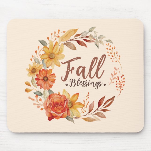 Tapis De Souris Blessures d'automne - Feuilles d'automne et couron (Devant)