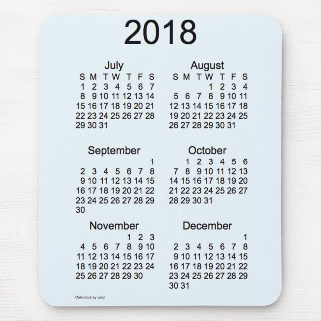 Tapis De Souris Bleu 2018 d'Alice calendrier de 6 mois par Janz (Devant)