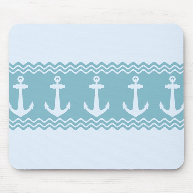 Tapis De Souris Bleu Ancre nautique (Devant)