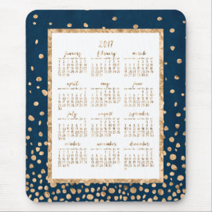 Tapis De Souris Bleu Annuel 2017 Calendrier Pads Souris Or Confett