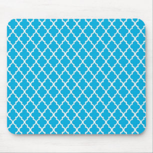 Tapis De Souris bleu aqua cool, élégant, classique quatrefeuilles
