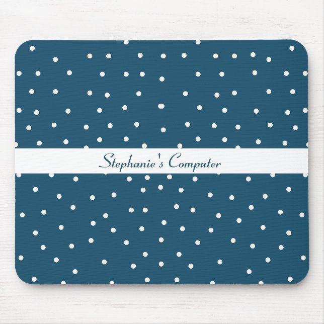 Tapis De Souris Bleu avec des points blancs Mousepad (Devant)