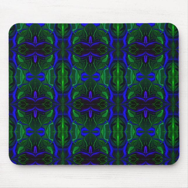 Tapis De Souris Bleu avec des traits 'flottants' entrelacés (Devant)