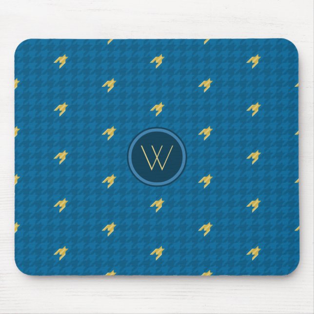 Tapis De Souris Bleu avec Houndstooth or Mousepad (Devant)