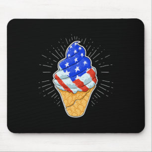 Tapis De Souris Bleu blanc rouge glaces cône 4 juillet Indépendanc