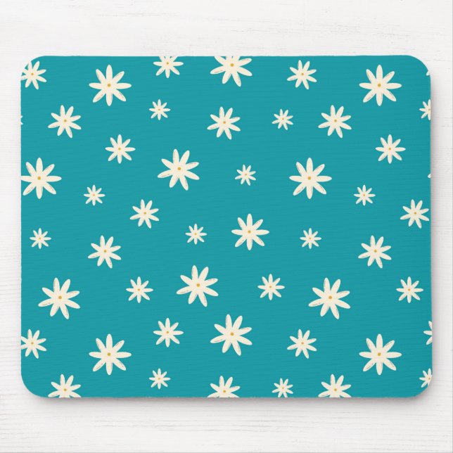 Tapis De Souris Bleu Boho Daisy (Devant)