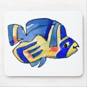 Tapis De Souris Bleu Cartoon Papillon Poisson